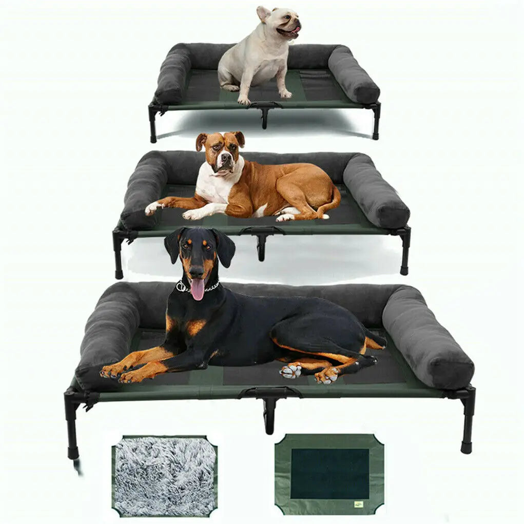 Elevated Dog Bed for Indoor or Outdoor with Detachable Plush Bolster Cooling
