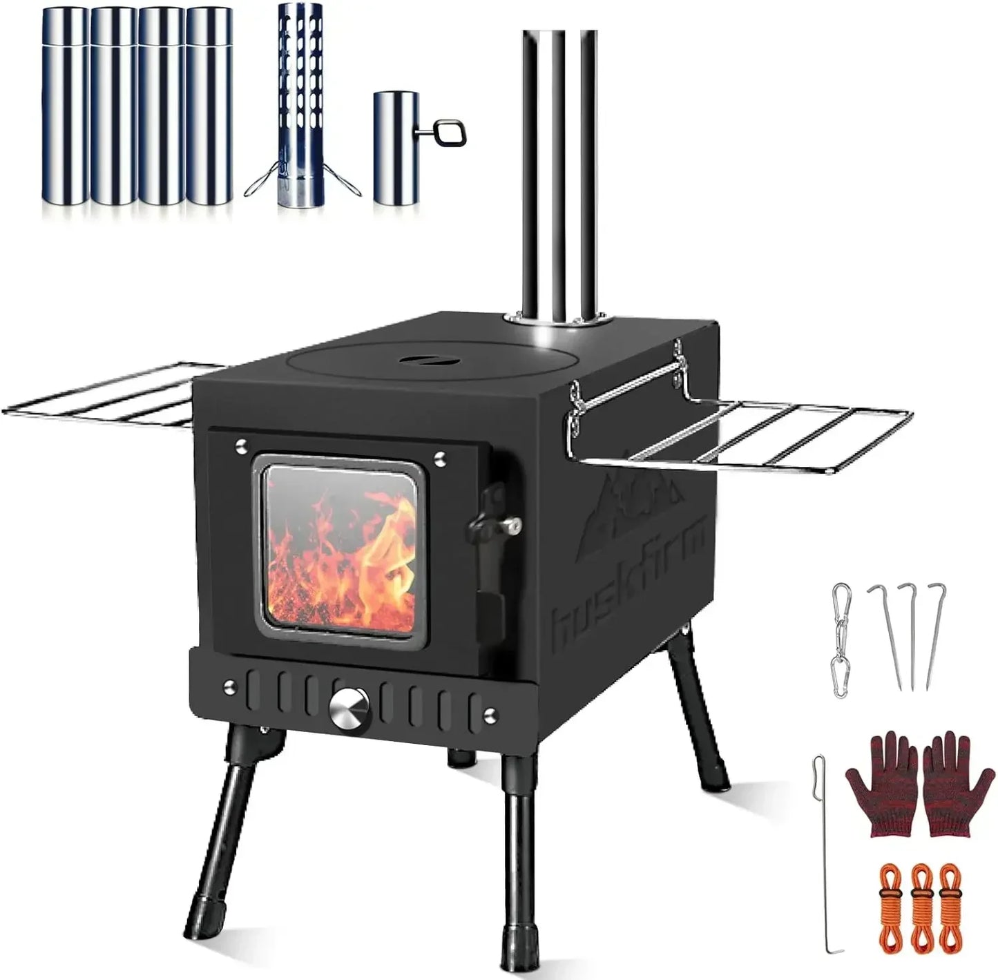 Portable Wood Burning Stove for Tent Heating and Cooking