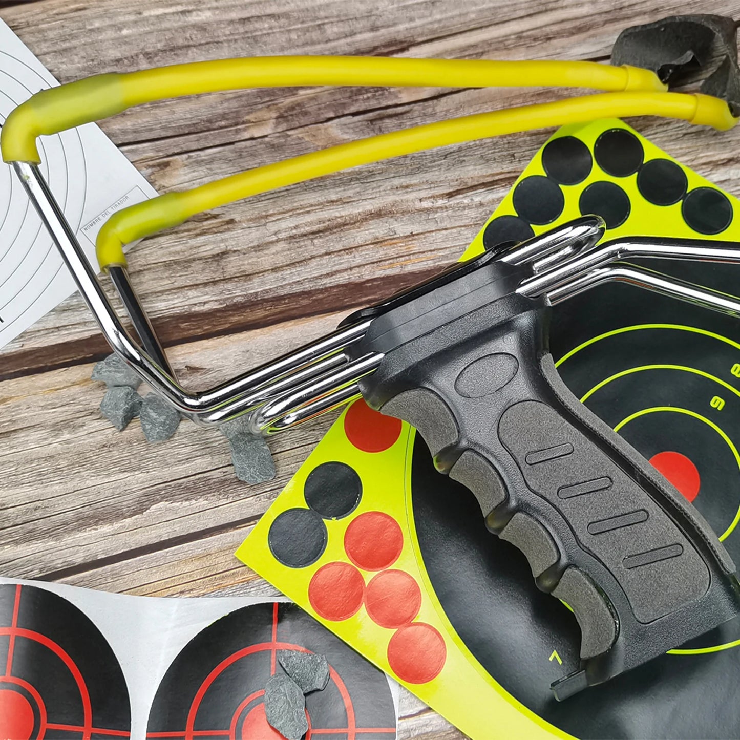 Folding Rubberized Slingshot with Auto Feed and Wrist Support for Adults