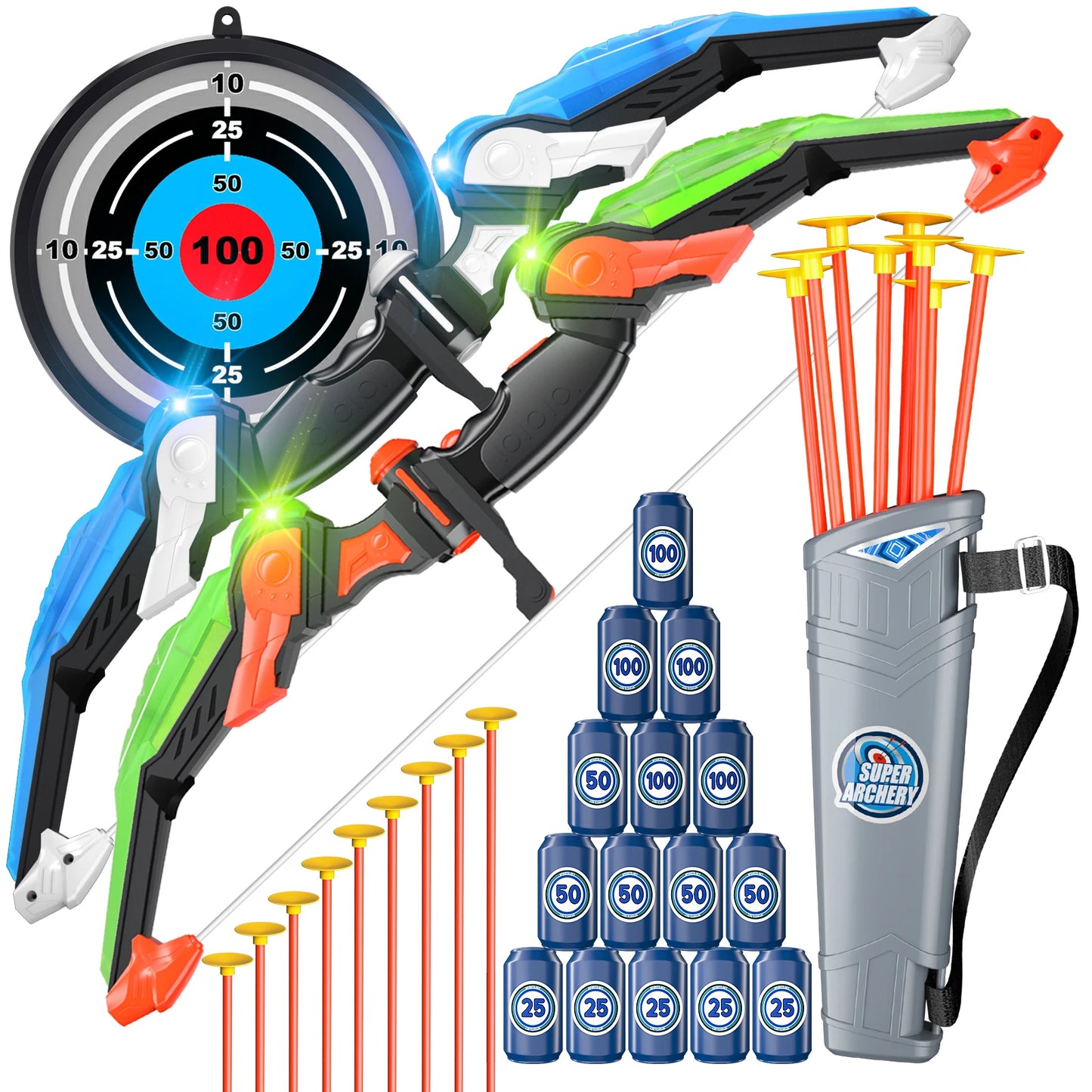 LED Light Up Bow and Arrow Toy Set for Kids