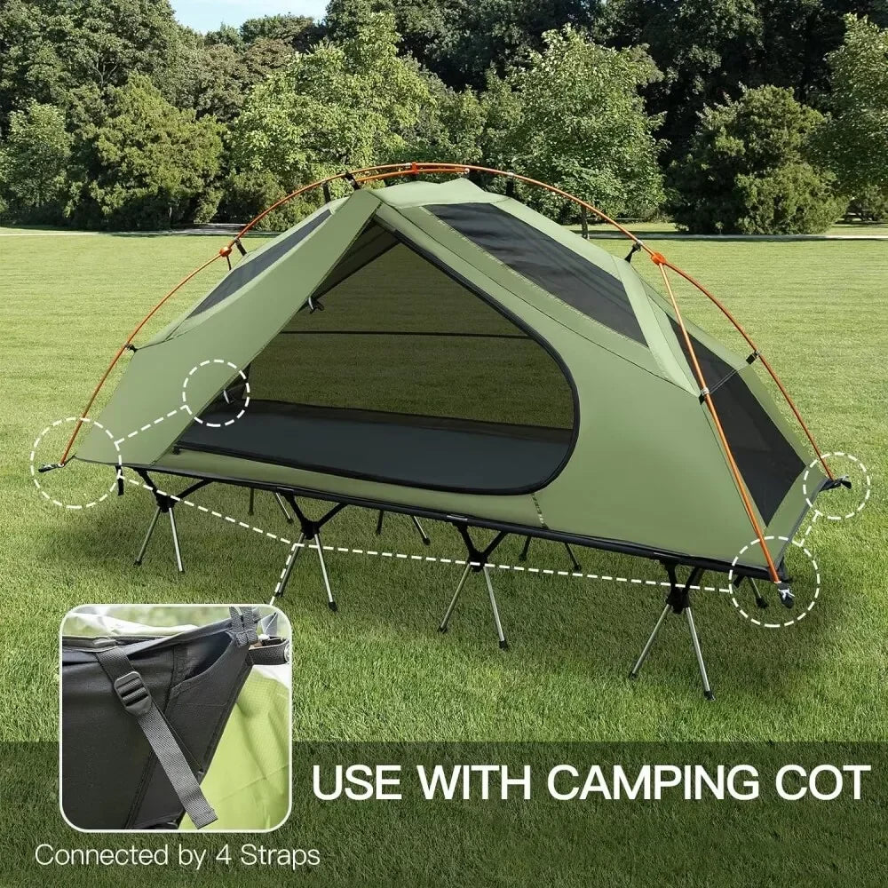 Waterproof 1 Person Off Ground Camping Cot Tent Combo