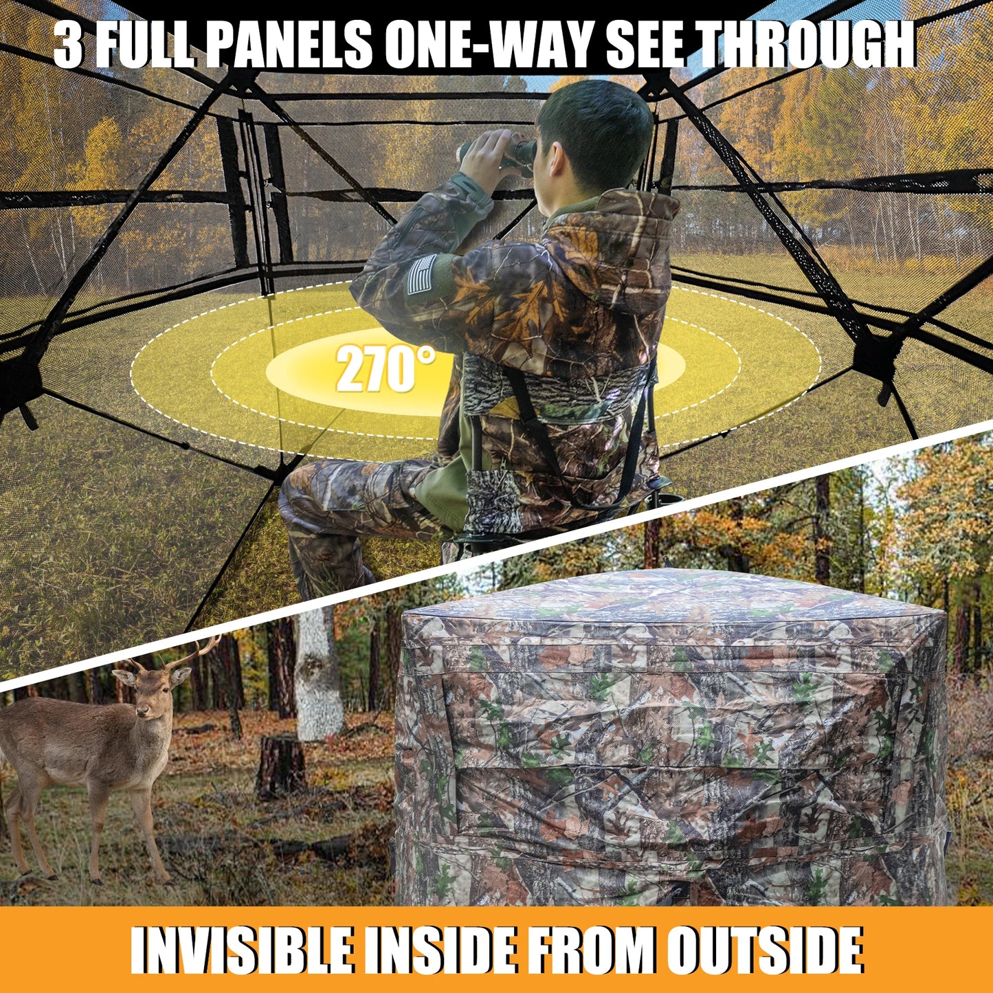 See-Through Pop-Up Hunting Blind with Carrying Bag for Deer and Turkey Hunting