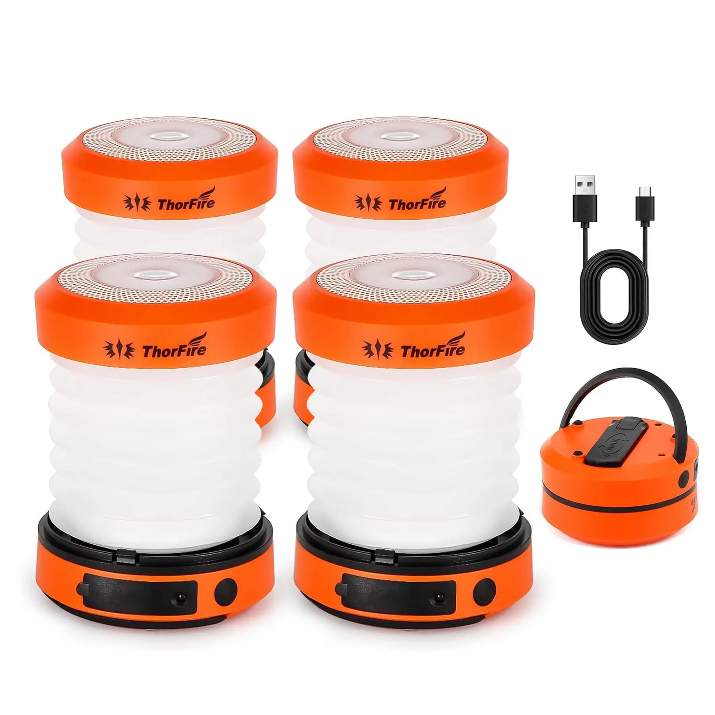 Foldable Solar Camping Lantern Set Rechargeable Waterproof Flashlight and Power Bank