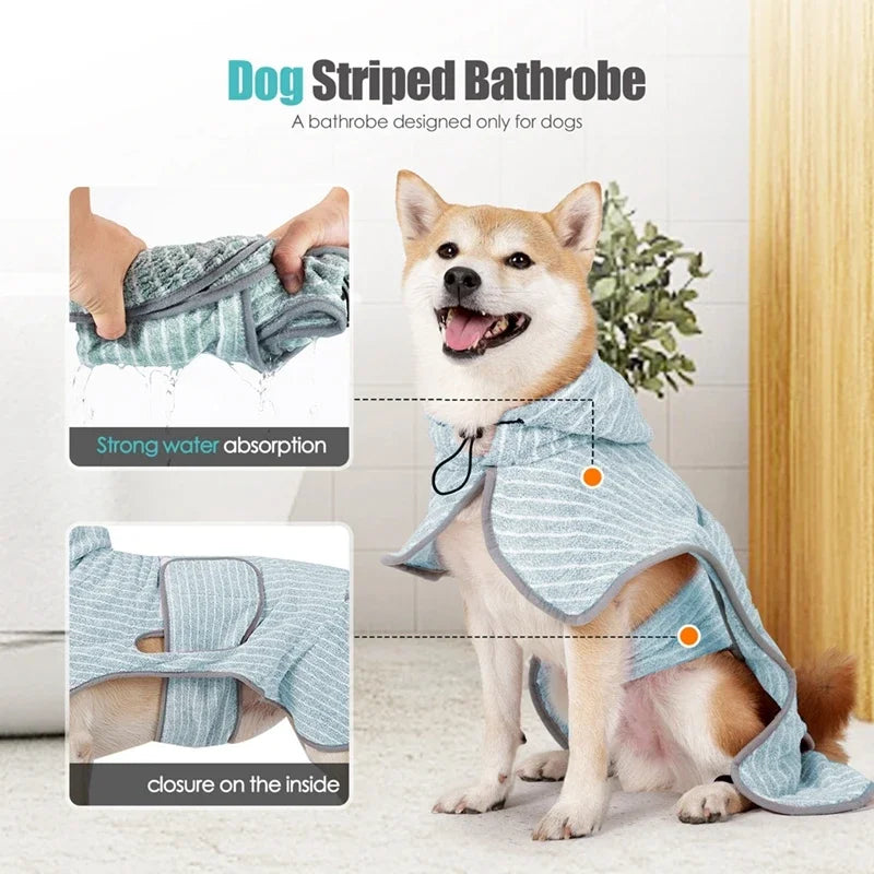 Pet Bathrobe Soft Absorbent Drying Towel for Dogs and Cats