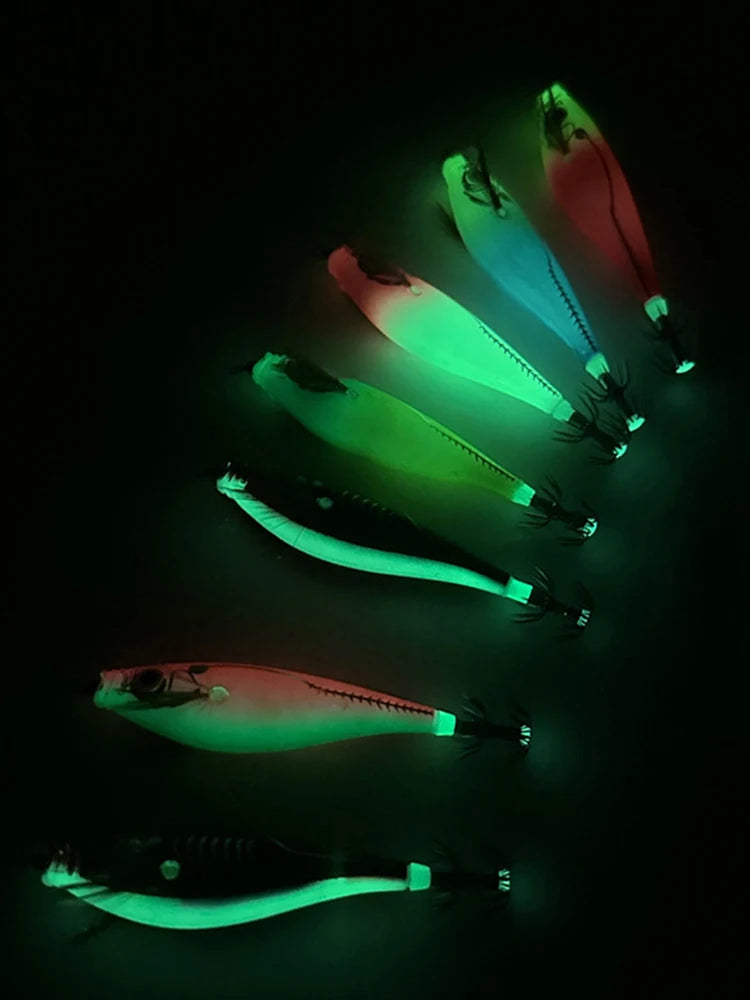 Fluorescent Fishing Lure 110mm 10.5g Glow in the Dark Jigging Bait w/Built-In Bead & Squid Hook Artificial Tackle 1–3 Pieces