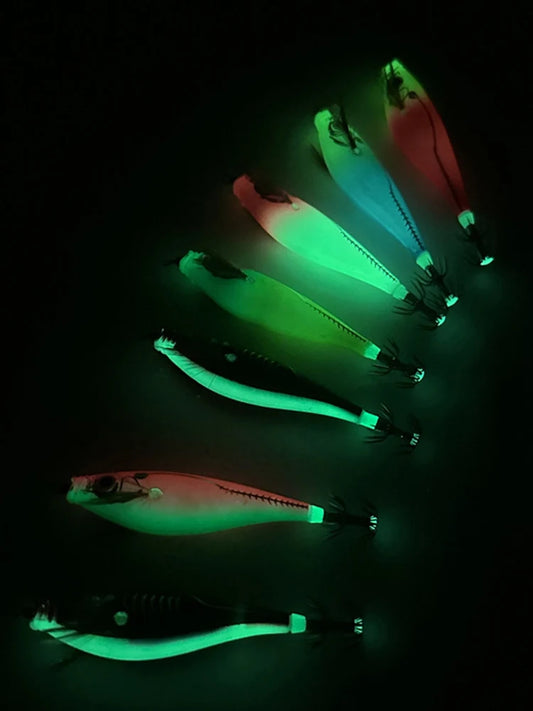 Fluorescent Fishing Lure 110mm 10.5g Glow in the Dark Jigging Bait w/Built-In Bead & Squid Hook Artificial Tackle 1–3 Pieces