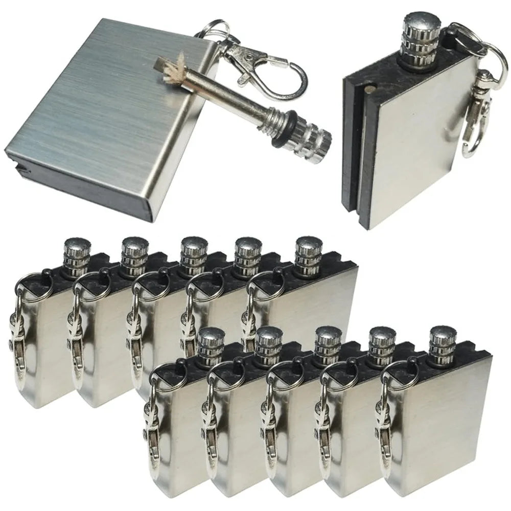 12 Pieces Metal Permanent Match Fire Starter Keychain Set