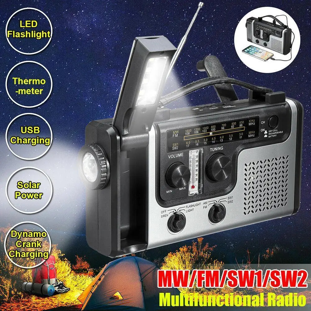 Solar Hand Crank Emergency Radio with AM/FM/SW, Flashlight & 2000mAh Power Bank