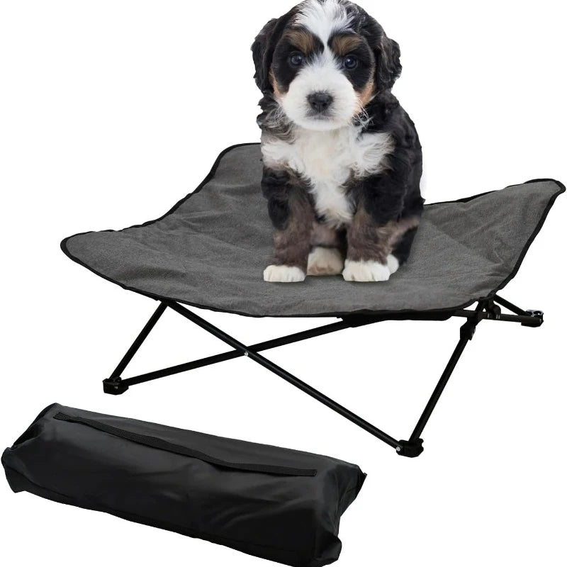 Elevated Portable Dog Cot with Padded Bed and Carry Bag