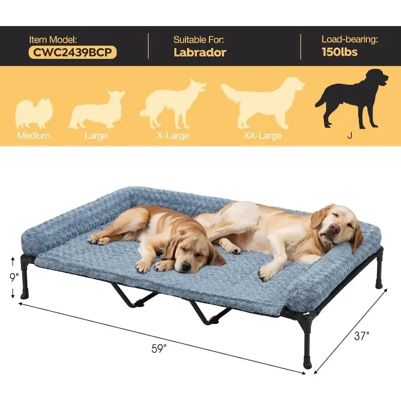 Cooling Elevated Dog Bed + Removable Deluxe Plush Pillow Cushion