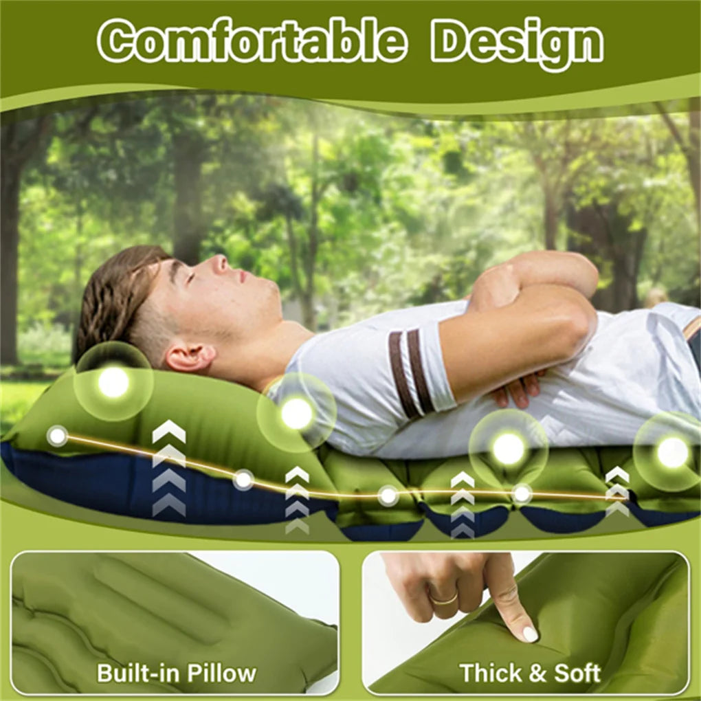 Double Camping Air Mattress with Pillow and Foot Pump