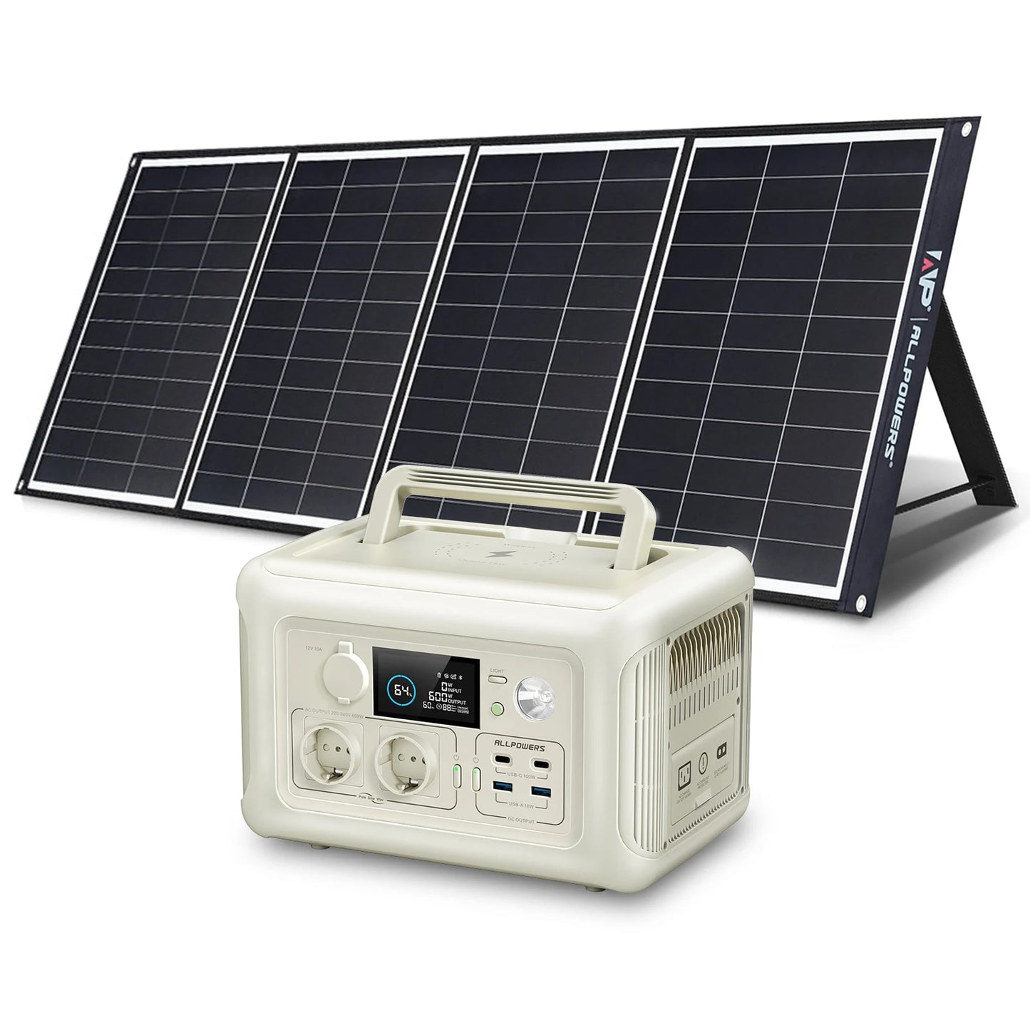ALLPOWERS Portable Power Station w/Included Solar Panel 299Wh Pure Sine Wave Solar Generator for Camping & Backup