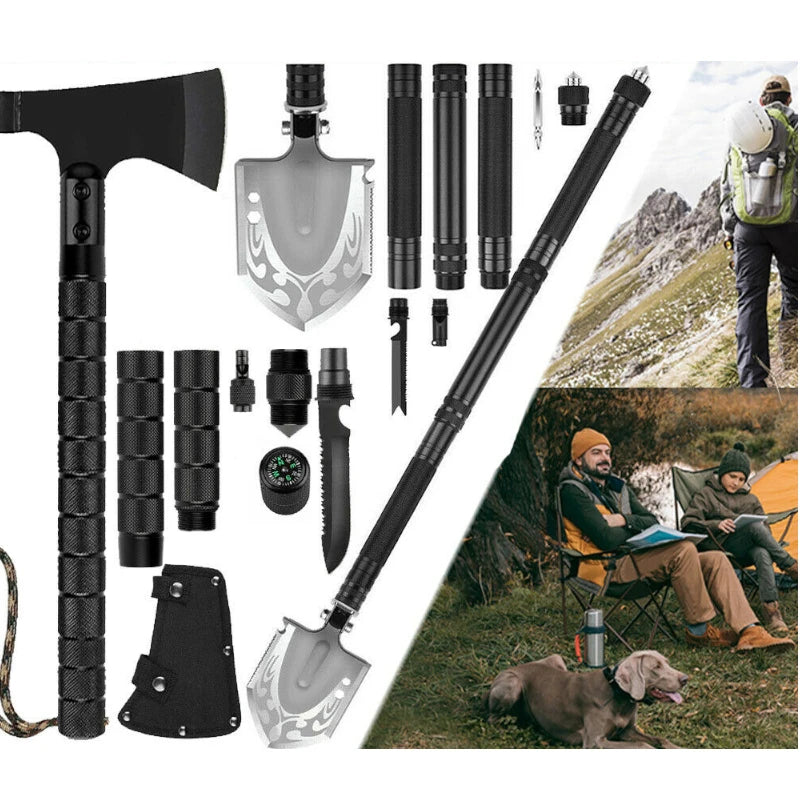 Multifunctional Shovel Ax Set Survival Kit Folding Tactical Hatchet Spade Tomahawk Portable Outdoor Camping