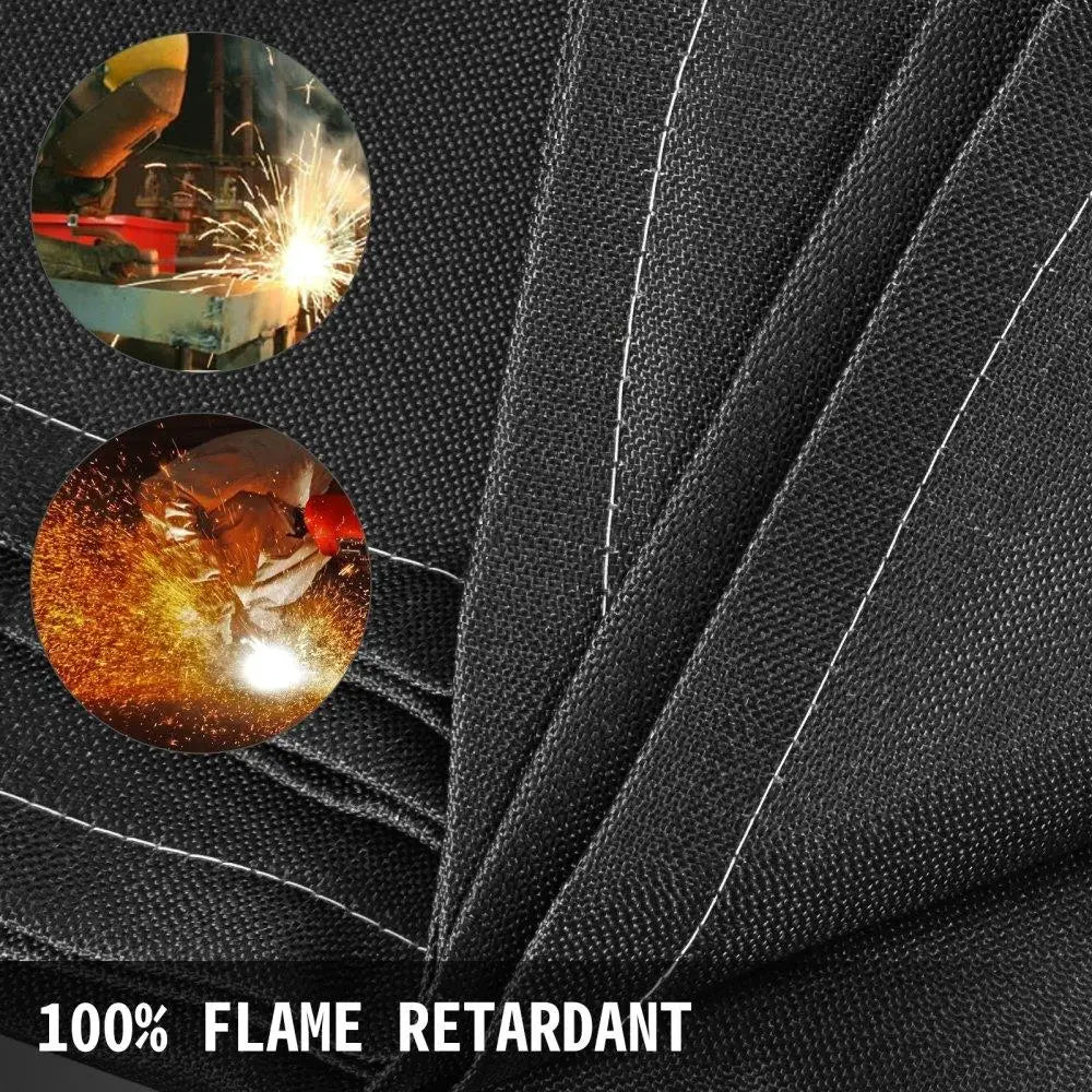 8x10ft Black Fiberglass Blanket - Fireproof Thermal Insulation Mat with Carry Bag - Heat Resistant & Fire Retardant
