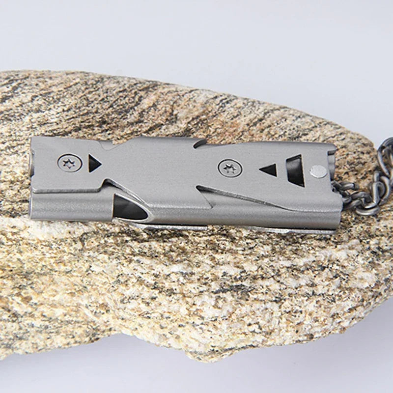 Portable 180dB Aluminum Alloy Double-Tube Emergency Whistle for Survival & Camping