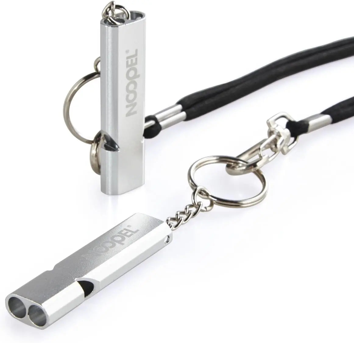 2 or 4 Loud Emergency Whistles with Lanyard and Keychain