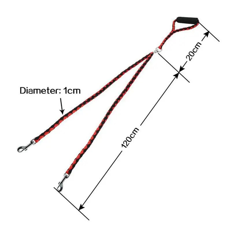 1.4m Dual Dog Leash with Elastic Coupler for Outdoor Training