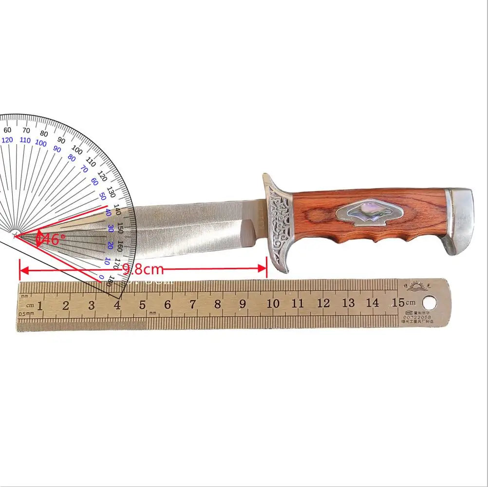 Fixed Blade Camping Knife with Wood Handle