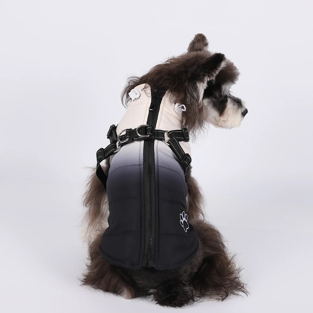 Reflective Winter Dog Jacket with Built-In Harness