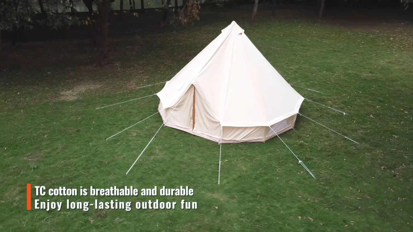 Canvas Bell Tent with Stove Jack for All Seasons
