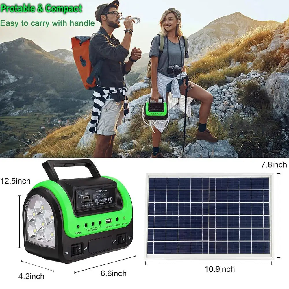 Portable Solar Power Station with Flashlight & USB DC Outputs