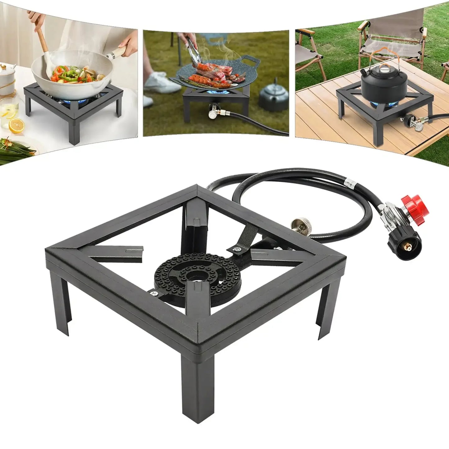 Portable Outdoor Propane Camping Stove with Adjustable 20PSI Regulator 8000W