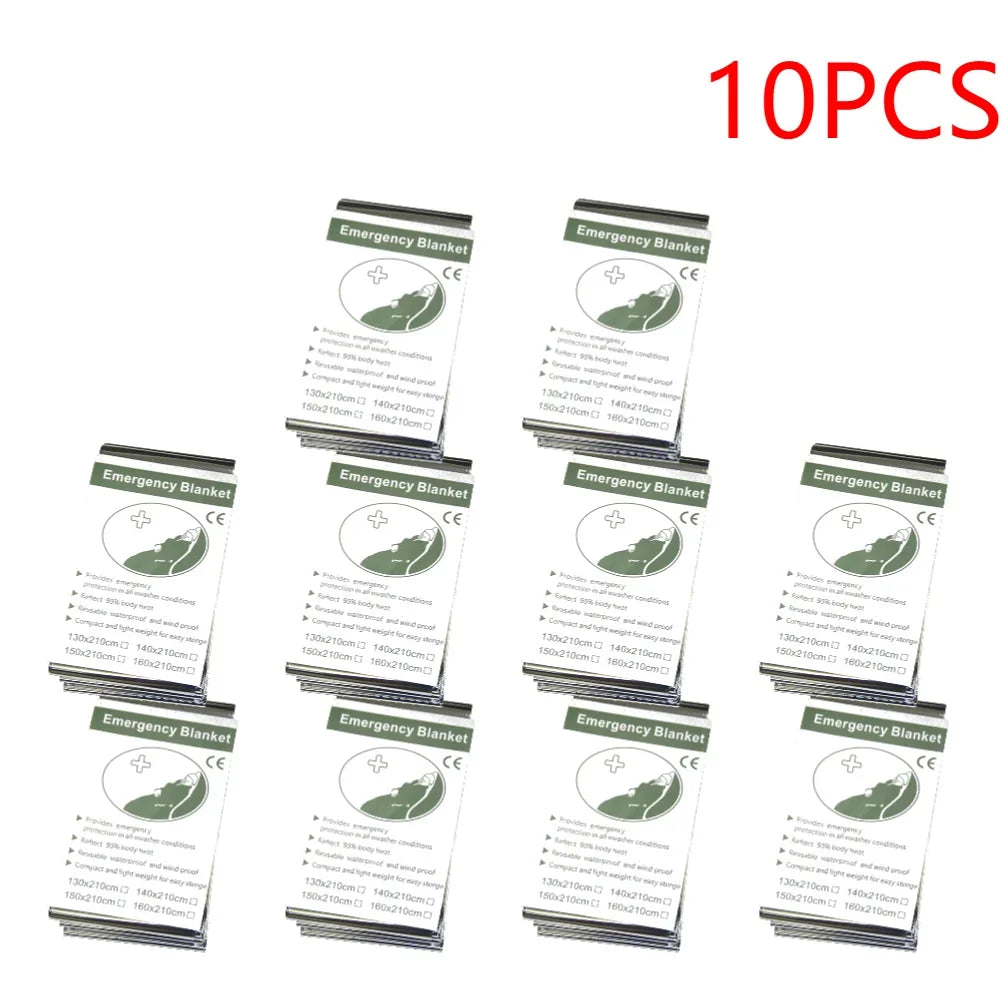 1 to 10 Pieces Emergency Thermal Foil Rescue Blanket Set