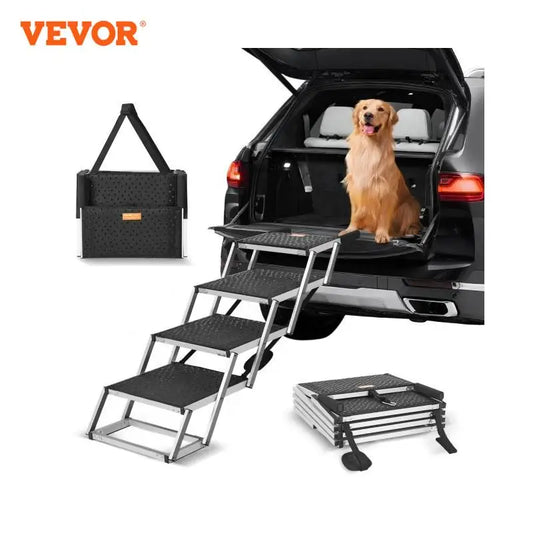 Folding 4-Step Lightweight Dog Stairs for Cars SUVs & Trucks