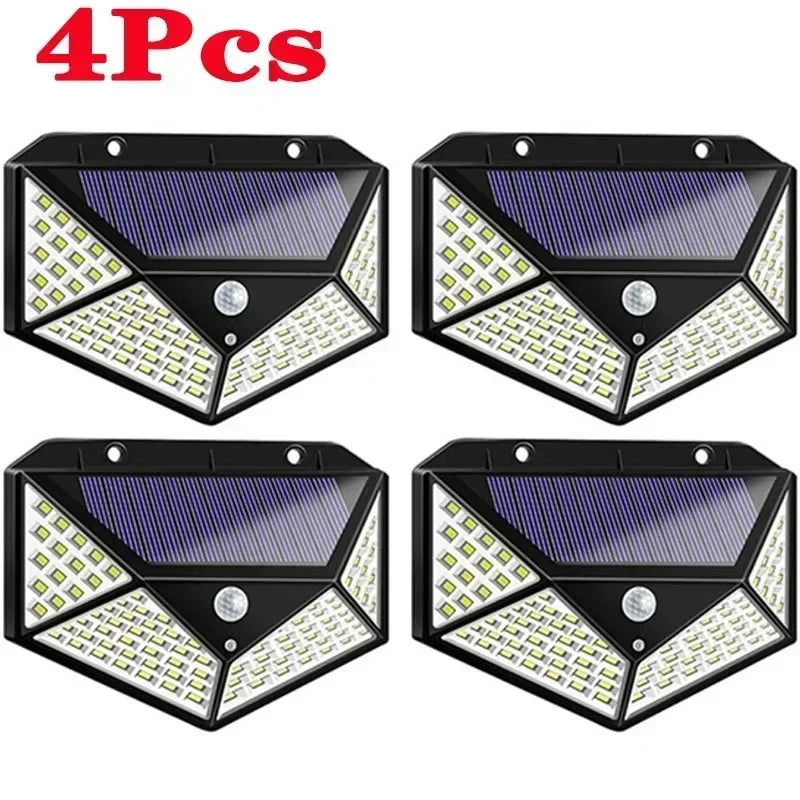 1/2/4 Solar Powered 100 LED Wall Lights for Outdoor & Garden