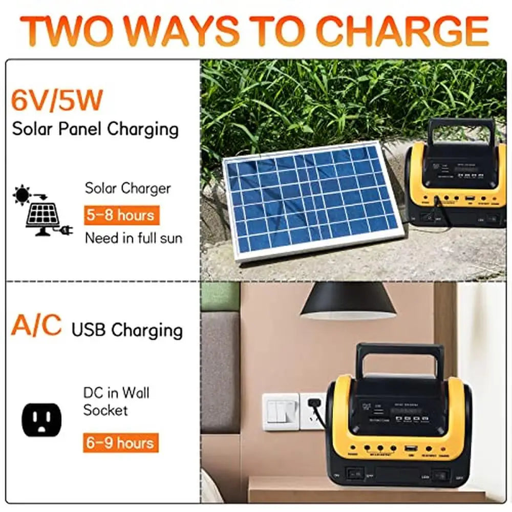 Portable Solar Powered Generator Station with Panels and LED Flashlight