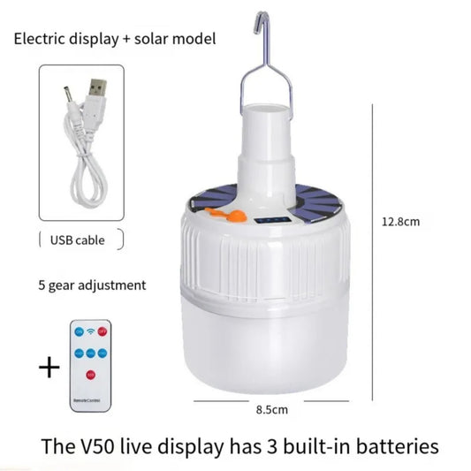 Solar Powered LED Bulb with USB for Camping & Emergency Use