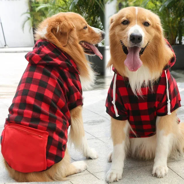 Reversible Plaid Dog Winter Coat Warm Pet Jacket for Small to Large Dogs