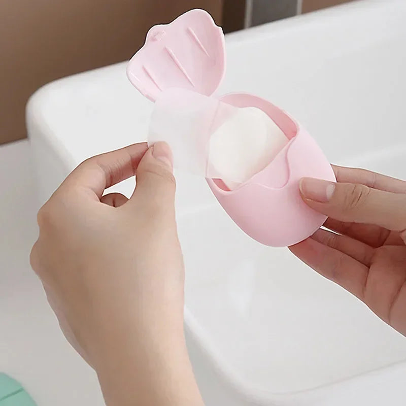 50 Pieces Portable Disposable Soap Sheets in Travel Case