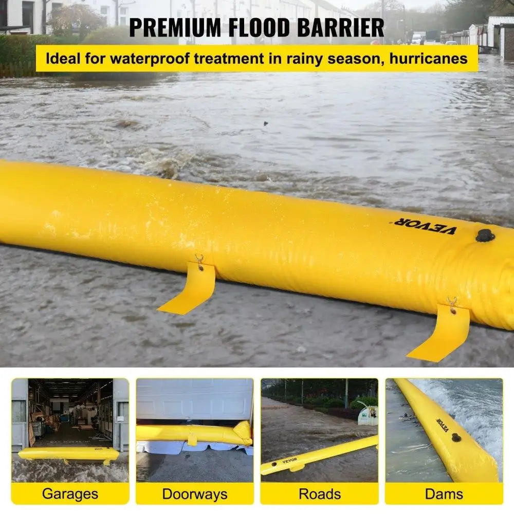 Flood Barrier 24ft Reusable PVC Water Control Tube Sandbag Alternative