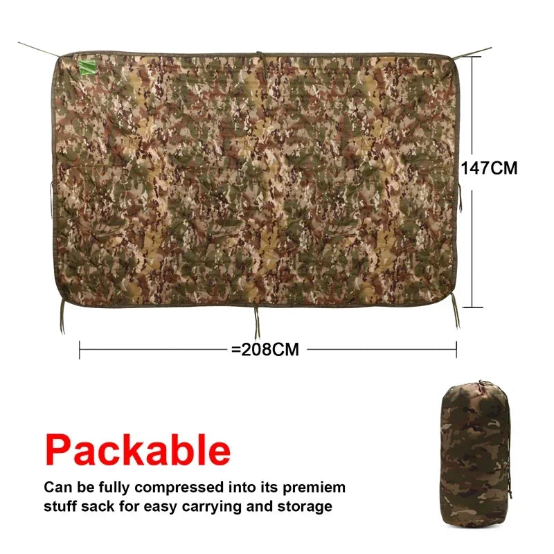 Military Poncho Liner Water-Resistant Quilted Blanket