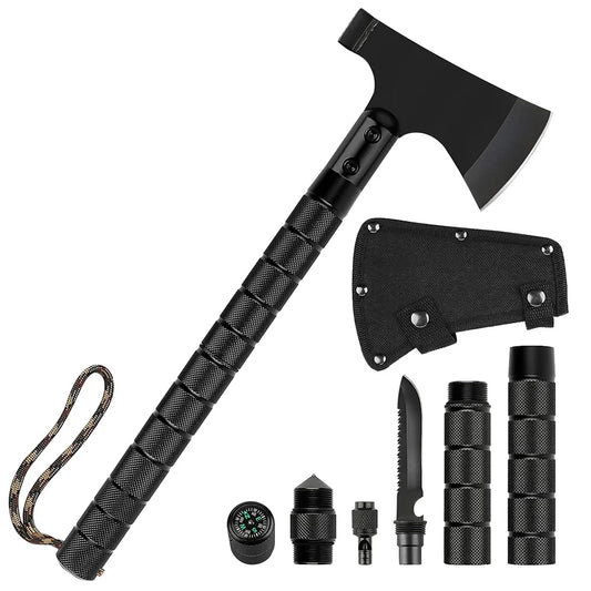 Multi-Function Survival Axe – Portable Foldable Tomahawk Multi-Tool Kit for Outdoor Camping, Touring, and Firewood Chopping