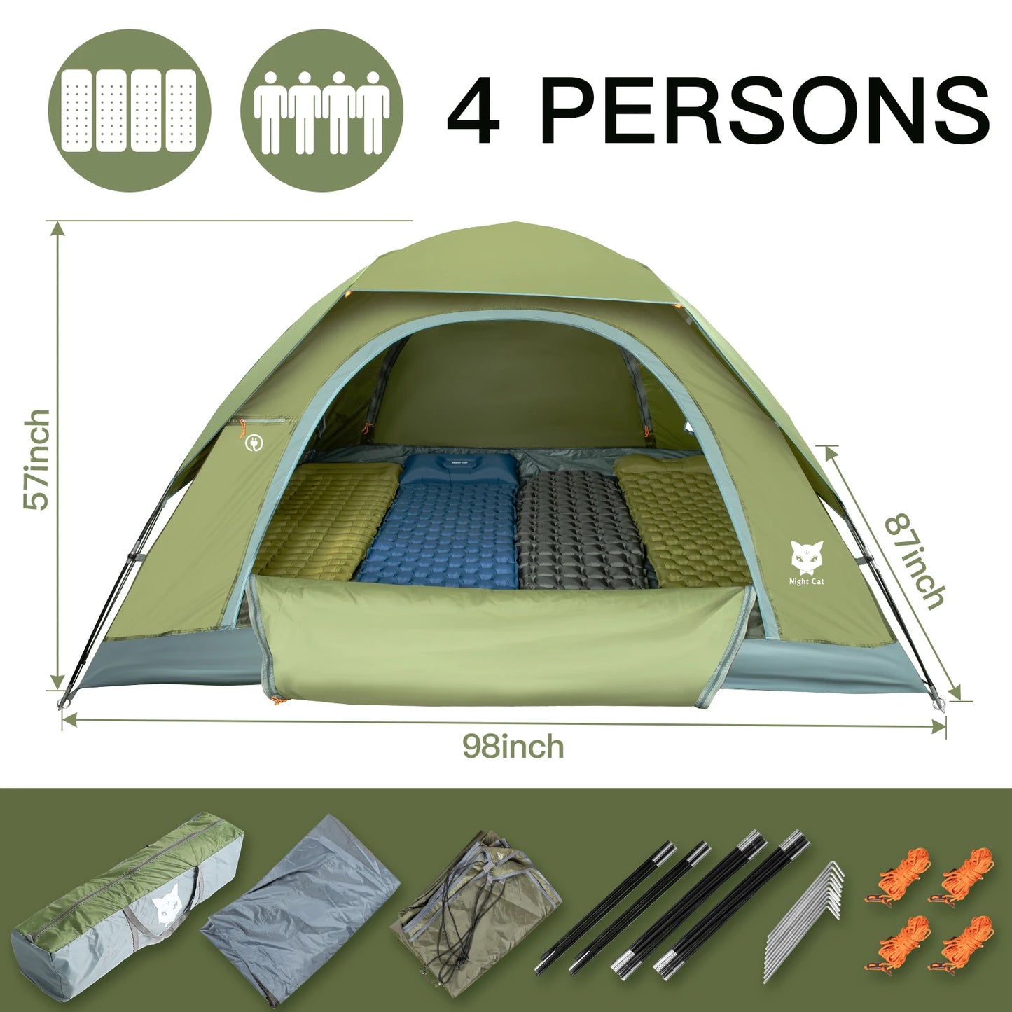 Waterproof Double-Layer Camping Tent for 3-4 People