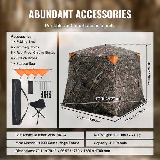 VEVOR 4 to 5 Person See Through Hunting Blind for Deer and Turkey
