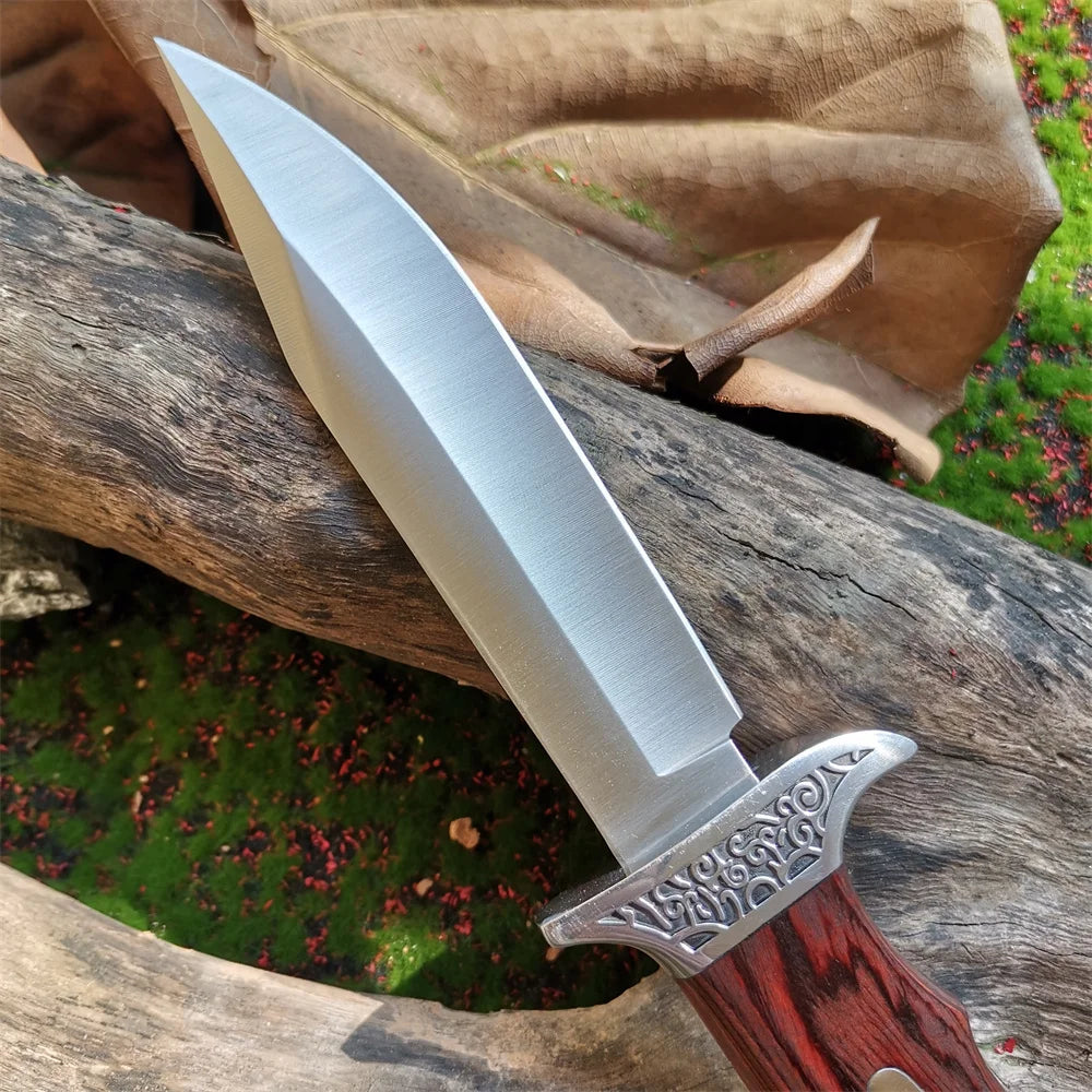 Fixed Blade Camping Knife with Wood Handle
