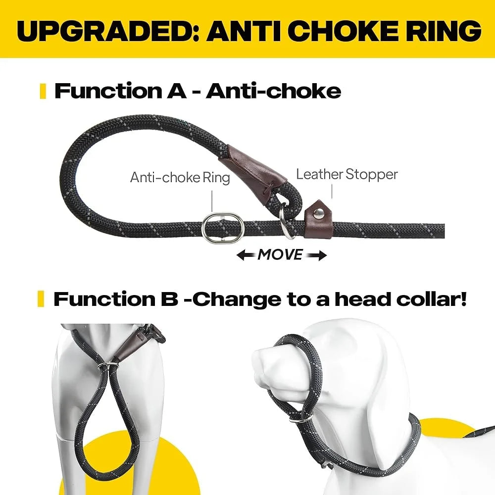 Reflective No Pull Dog Leash with Anti Choke Ring
