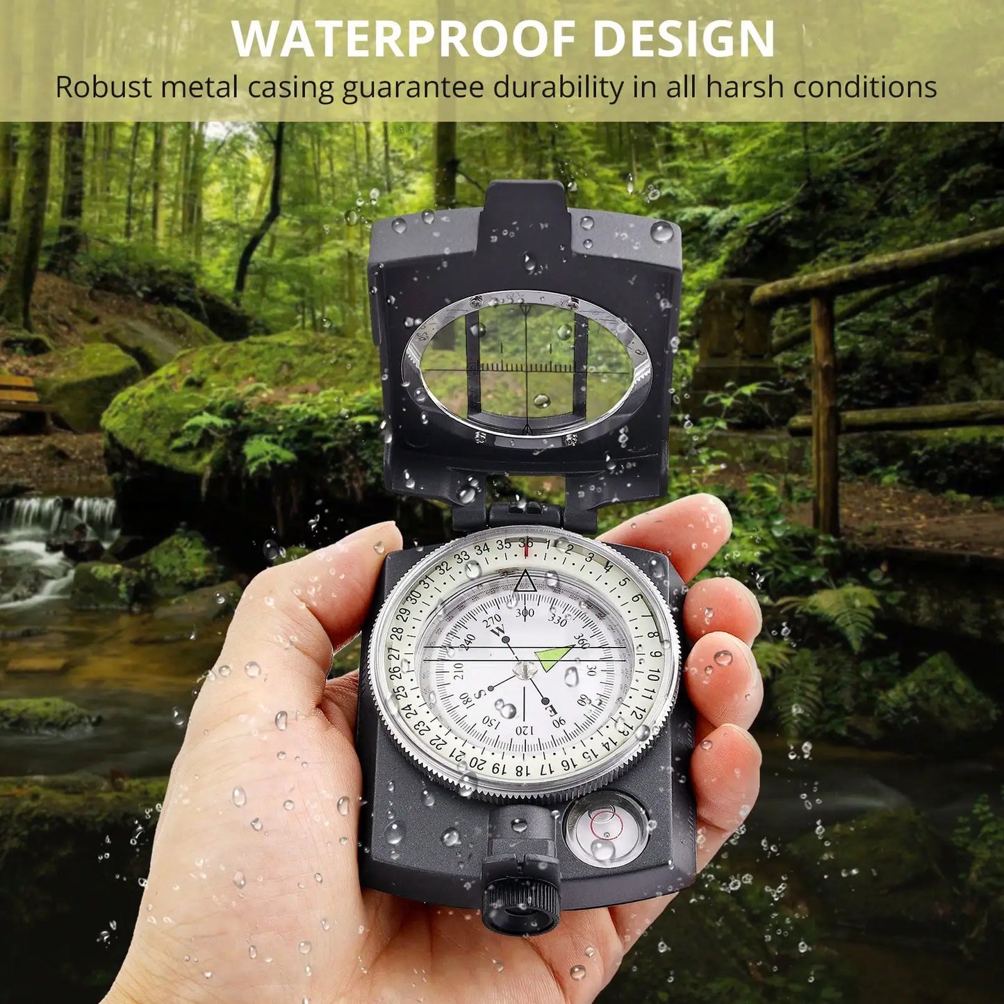 Multifunctional Military Sighting Compass with Bubble Level