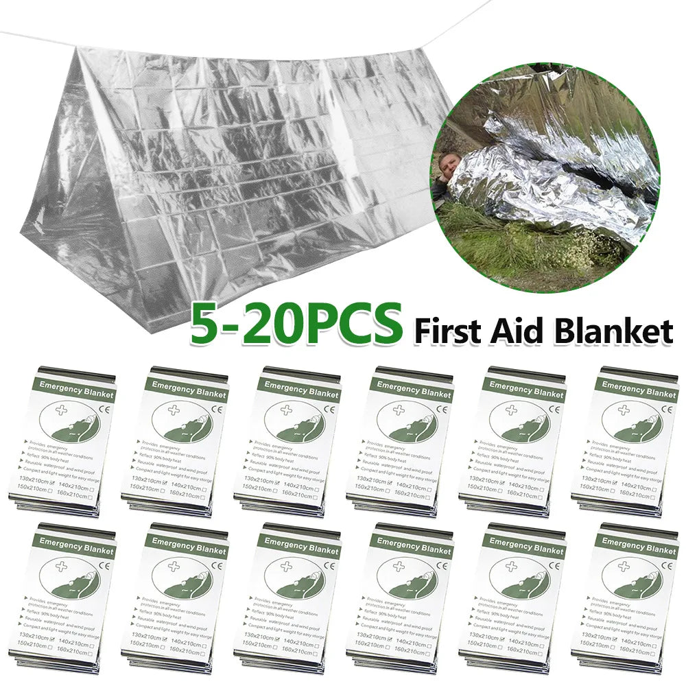 5-20PCS Emergency Thermal Blankets Waterproof & Windproof for Survival & First Aid