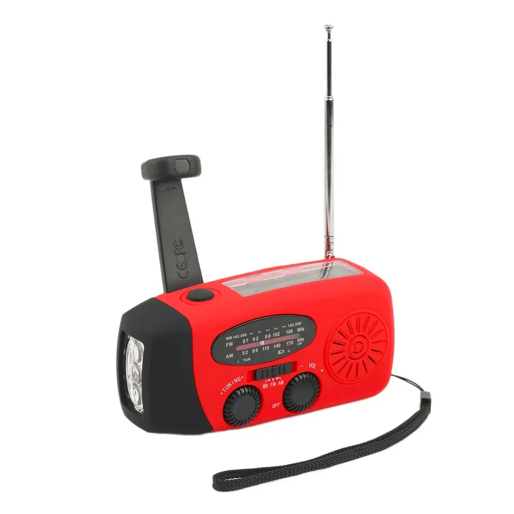 Emergency Solar Hand Crank Weather Radio with LED Flashlight & Charger