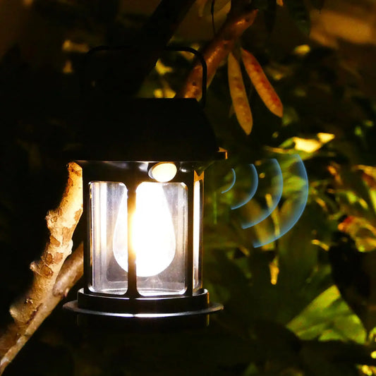 Solar Motion Sensor Hanging Lanterns Waterproof Rechargeable Outdoor Camping Light