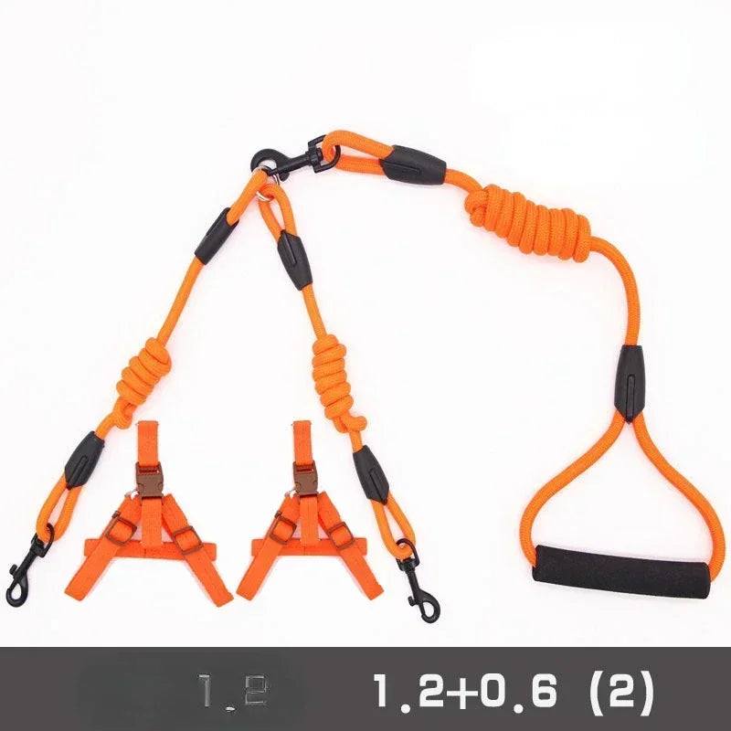 Double Dog Leash Coupler for Small Pets Nylon Twin Lead