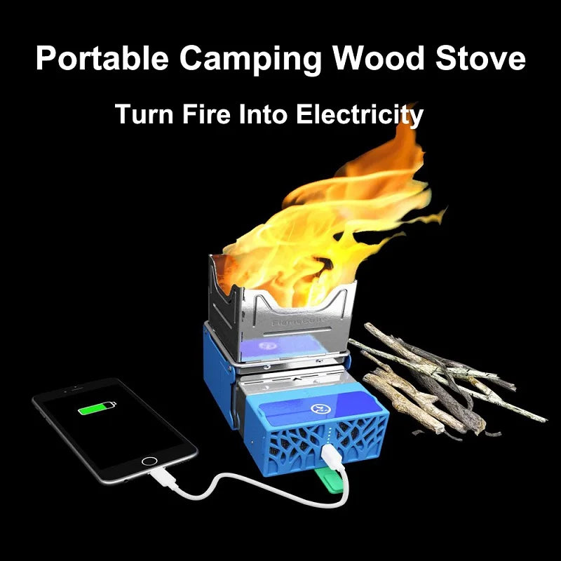 Flame Cube Portable Wood Burning Camp Stove with USB Charging
