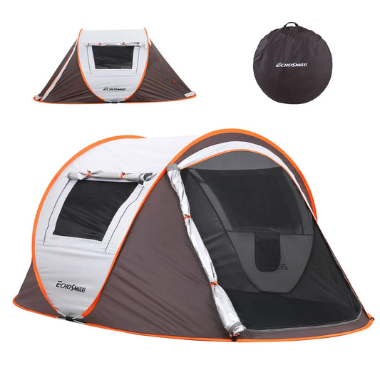 Instant Pop Up Tent with Double Doors and Mesh Windows