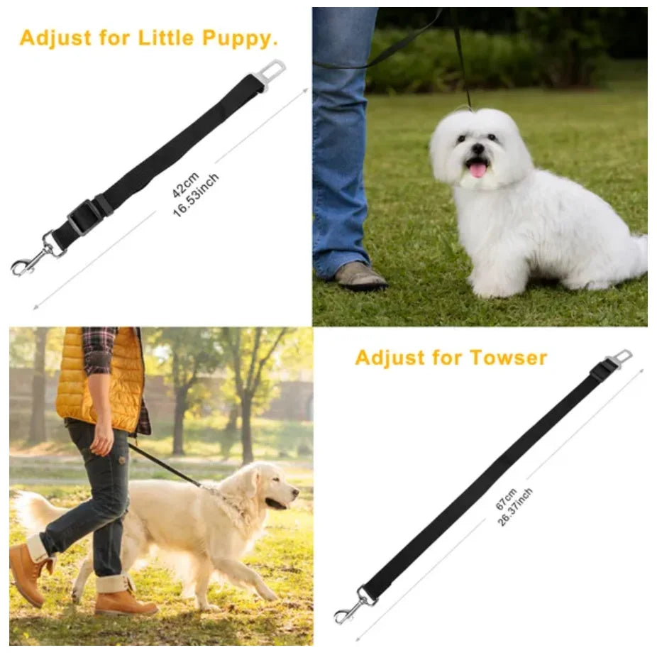 2Pcs Pet Dog Seat Belt Leash, Adjustable Safety Harness