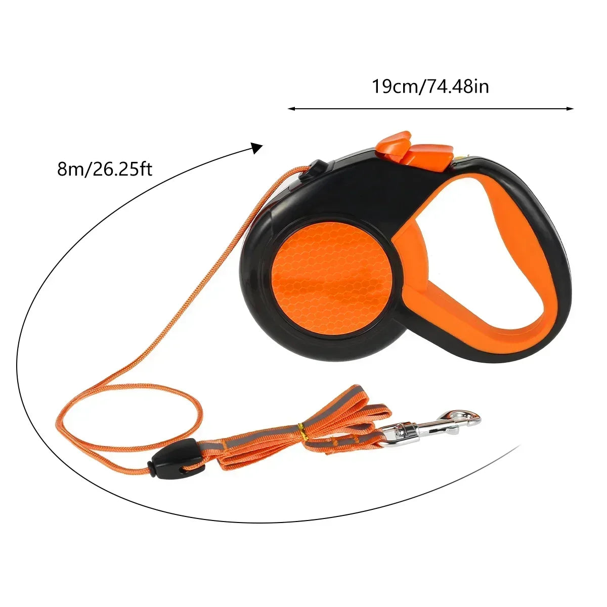 8M Heavy-Duty Retractable Dog Leash with Reflective Tape and Non-Slip Handle