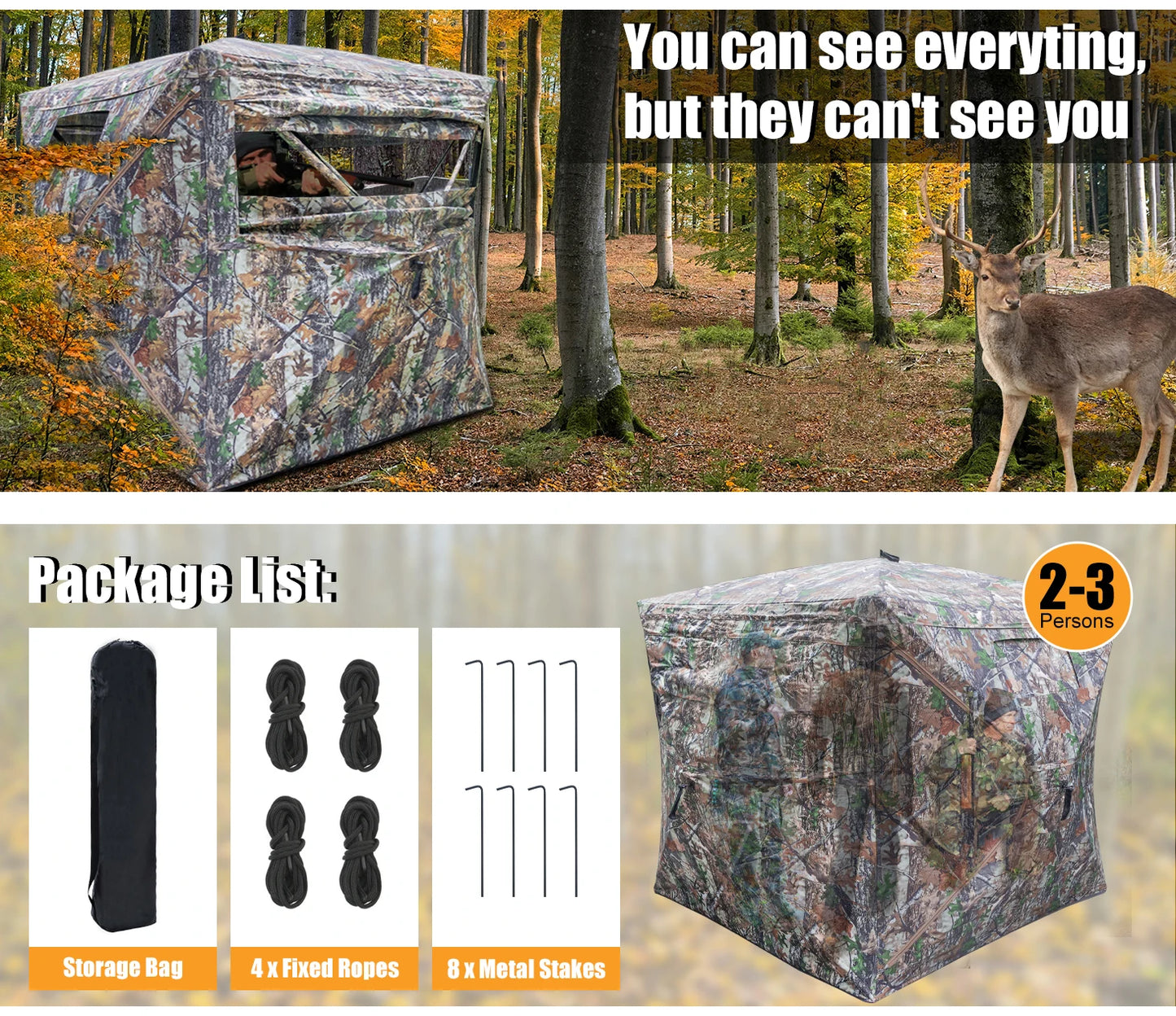 See-Through Pop-Up Hunting Blind with Carrying Bag for Deer and Turkey Hunting